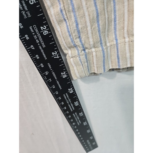 J. Jill Wide Leg Pants Womens Sz L Tan White Striped Linen Pockets Drawstring - Picture 9 of 9